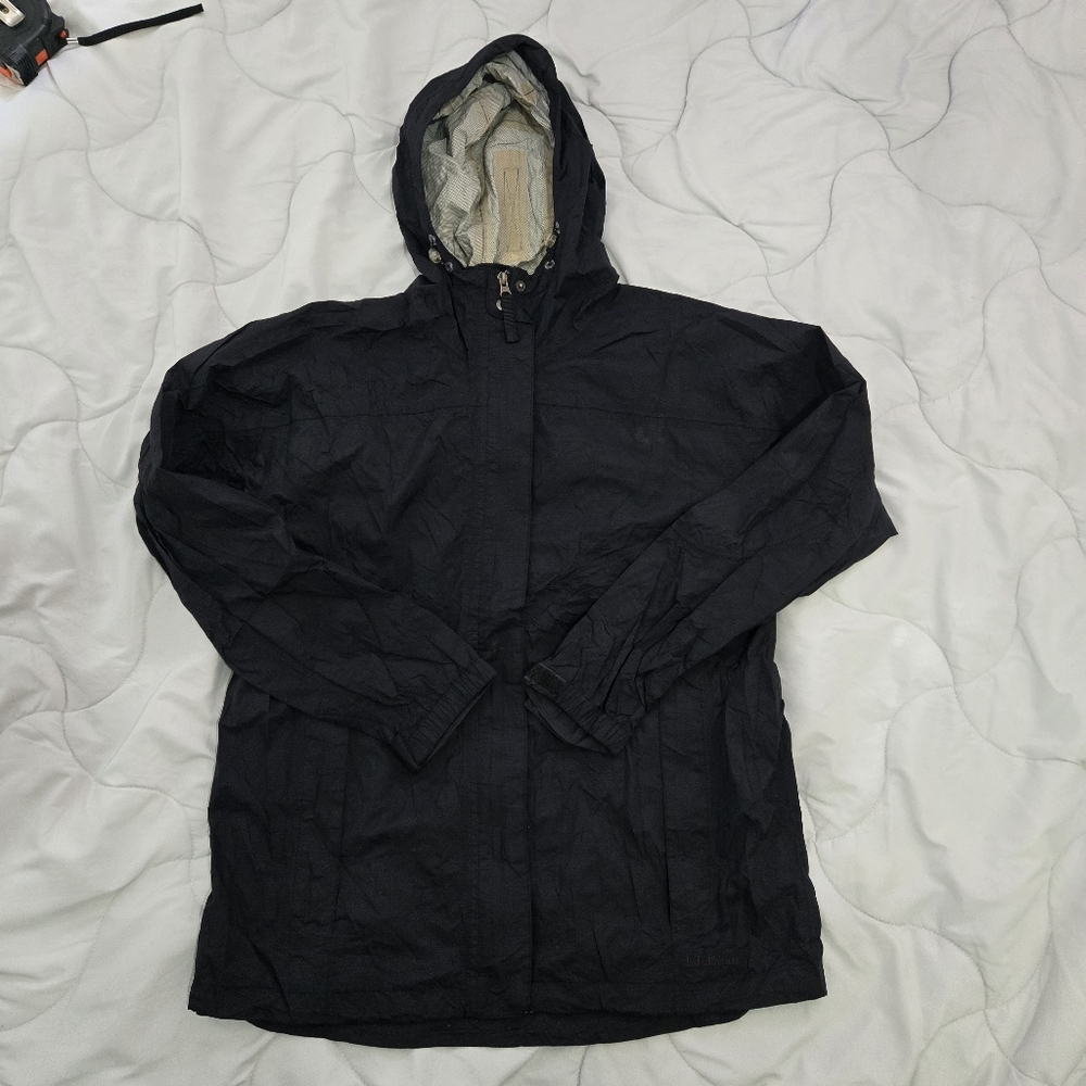 L.L. Bean Black Raincoat with Hood (see description)